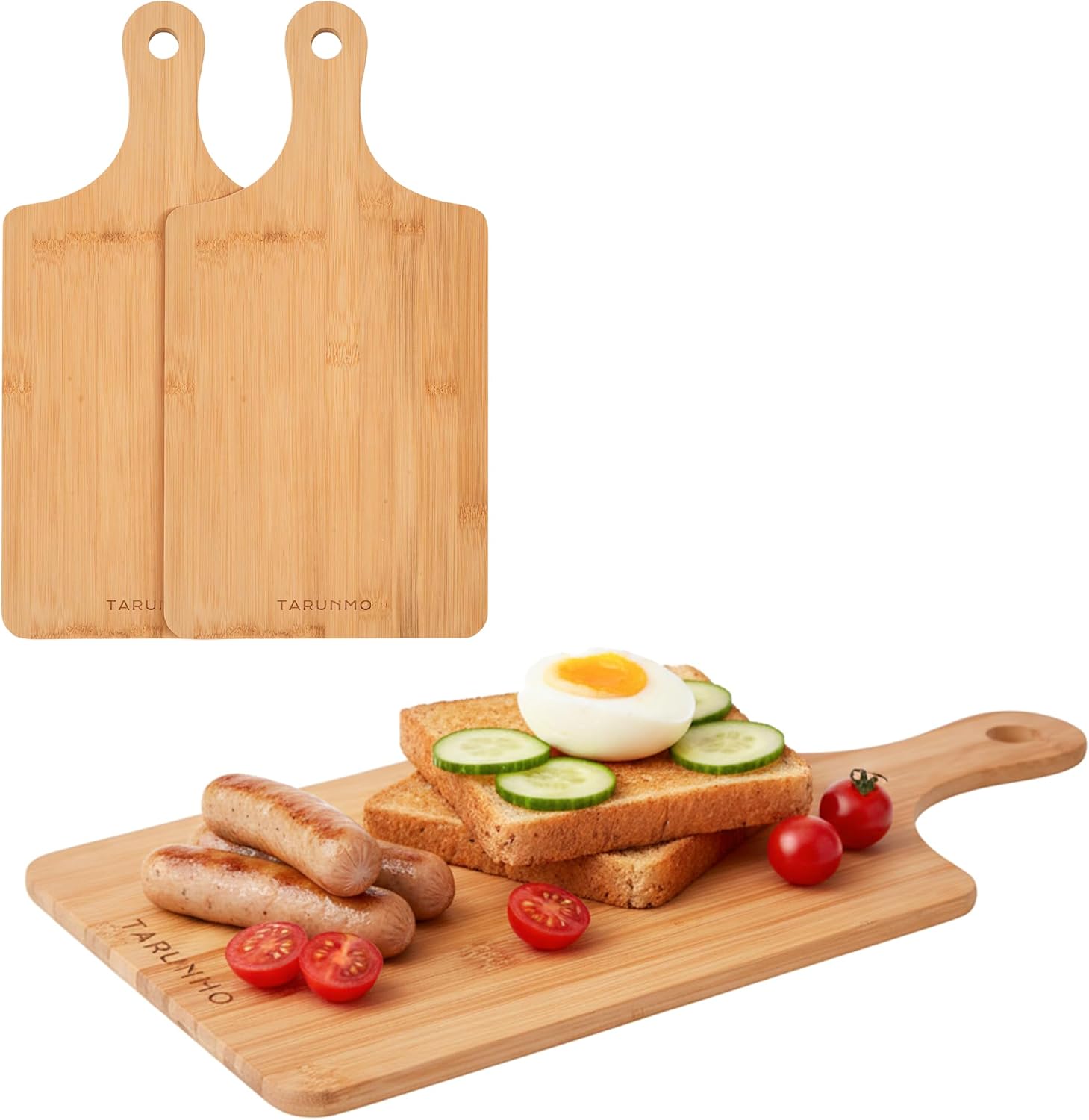 TARUNMO bamboo cutting boards with handles, three piece set