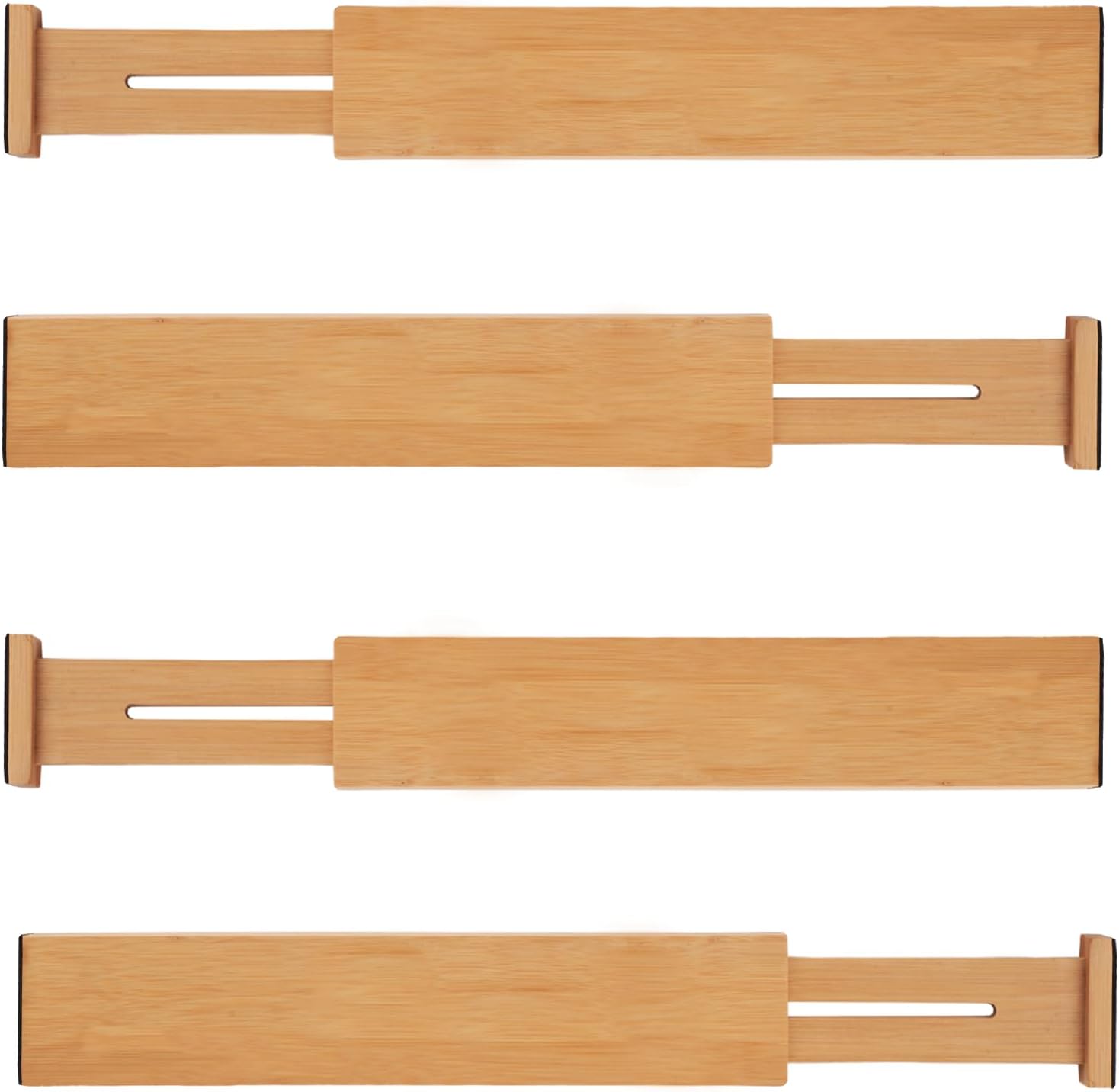 TARUNMO bamboo drawer dividers, expandable, 4 pack